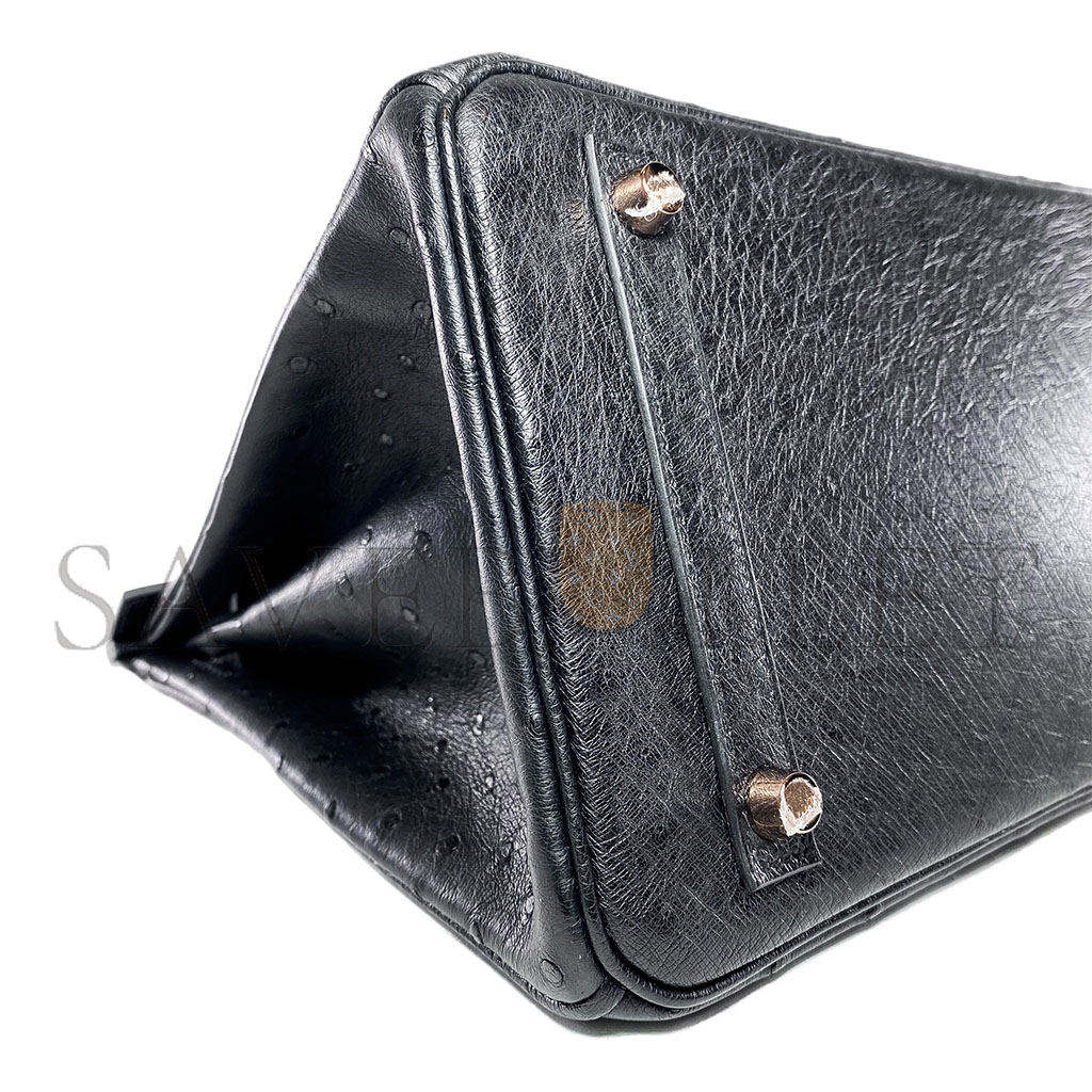 H**mes master birkin 30 black ostrich rose gold hardware 346920 (30*24*16cm)